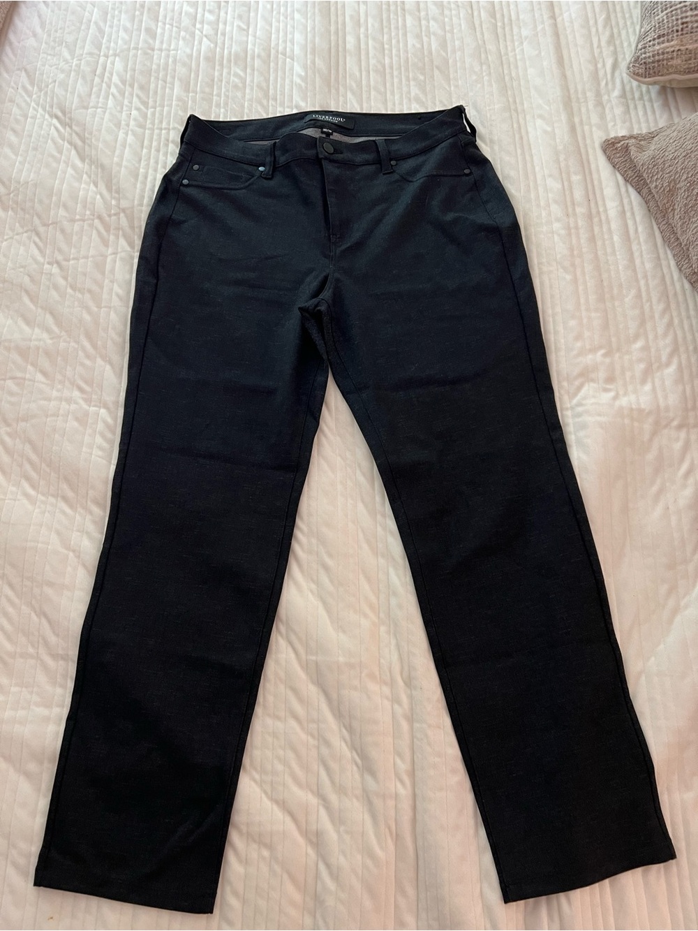 Liverpool Black Pants with Subtle Texture